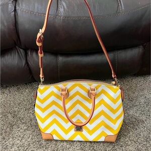 Dooney & Bourke Yellow and White Chevron Shoulder Bag